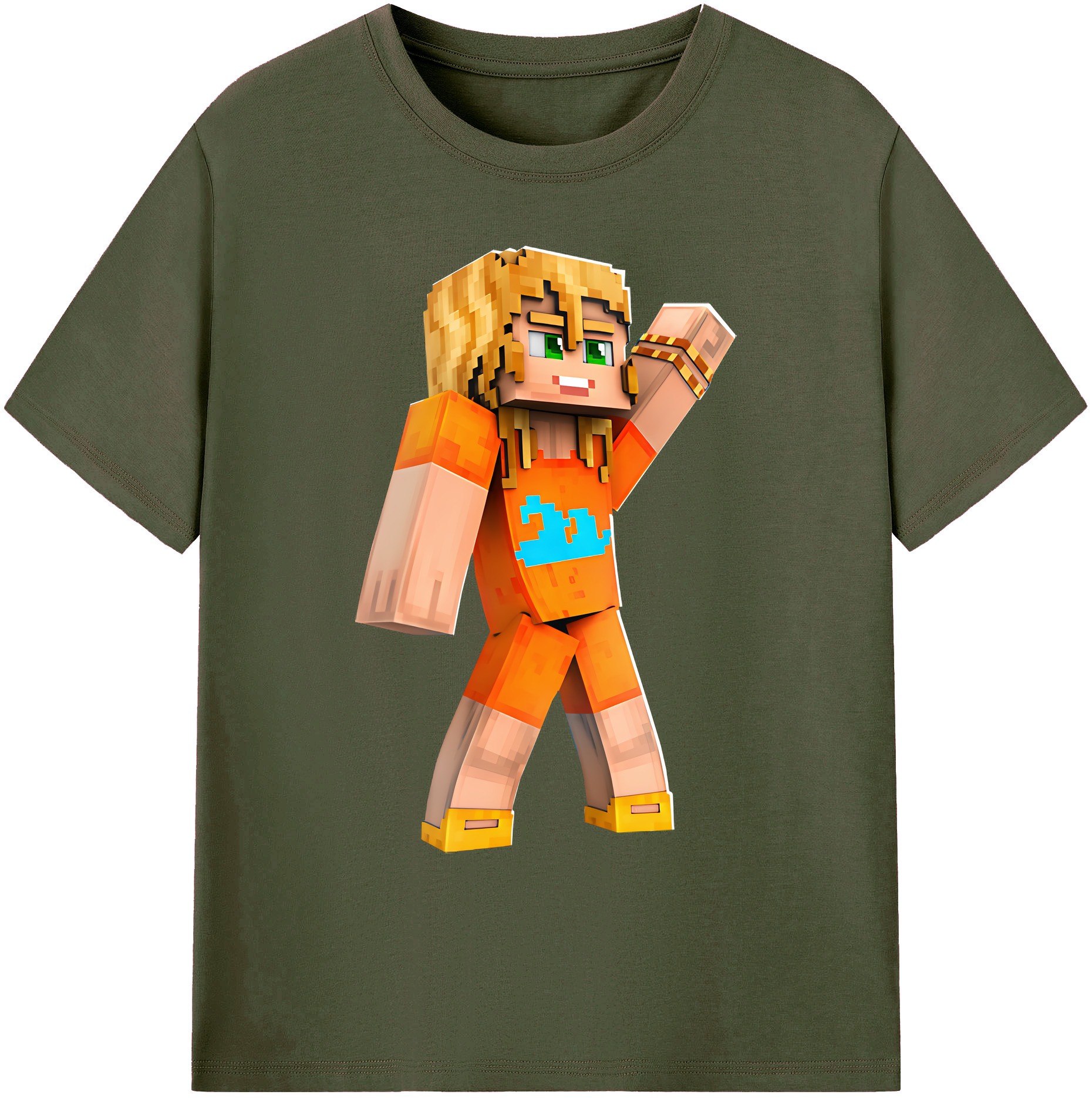 （画像用） マインクラフト ブロックの世界 Minecraft MC Block world 綿100％ メンズ半袖Tシャツ｜肌触りやわらか＆通気性